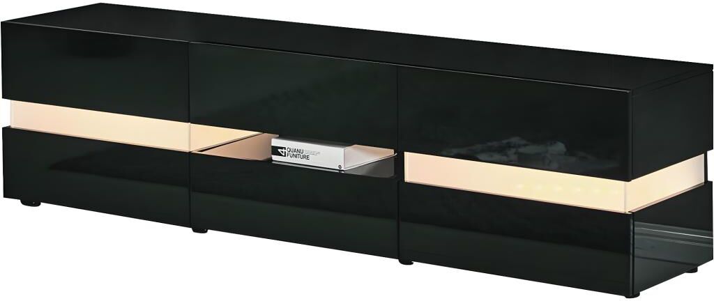 Habitat et jardin Meuble TV LED "Vida" - 177 x 39 x 45 cm - Noir laqué