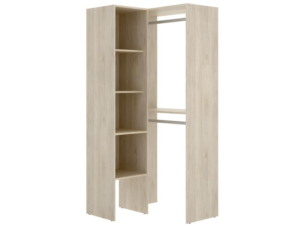 Pegane Armoire dressing d'angle en panneaux de particules mélaminés - Longueur 79.5 x Profondeur 88.5 x Hauteur 185 cm