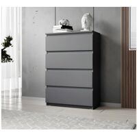 FURNIX commode/ meuble de rangement Arenal avec 4 tiroirs 70 x 37 x 98 cm anthracite style moderne