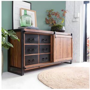 Made In Meubles Buffet en bois d'acacia avec porte coulissante Havana