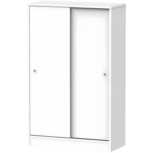 Pegane Armoire avec 2 portes coulissantes coloris blanc - Hauteur 120 x Longueur 74 x Profondeur 33 cm