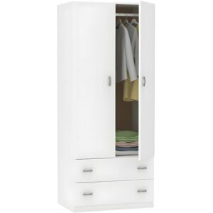 Pegane Armoire placard / meuble de rangement coloris Blanc brillant - Hauteur 180 x Longueur 74 x Profondeur 50 cm