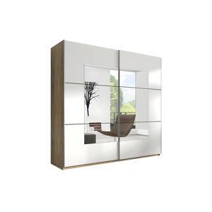 Price Factory Armoire design 2 portes 200cm couleur chêne clair et blanc. Collection EOS