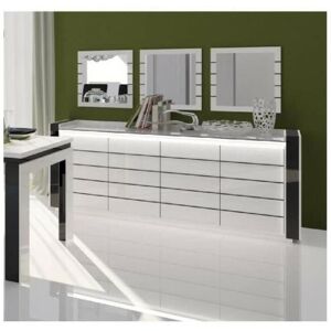 Price Factory Buffet, bahut, enfilade LINA avec LED + 3 x miroirs.