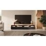 SELSEY Meuble TV - 180 cm - chêne wotan / noir brillant - avec LED - REDNAW