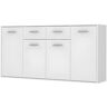 PILVI Buffet bas 4 portes 4 tiroirs - Blanc mat - L 162,3 x P 34,2 x H 88,1 cm