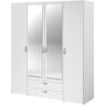 Armoire VARIA - Décor blanc - 4 portes battantes + 2 miroirs + 2 tiroirs - L 160 x H 185 x P 51 cm - PARISOT