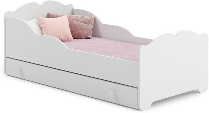 Anna - lit simple 140x70 avec graphismes pour enfants, dans un ensemble avec un tiroir, un matelas et un cadre