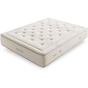 Eccox Matelas à Ressorts Ensachés Visco Fait Main VIP Nature 100x200 Hauteur 30 +/- 1 cm - Fermeté Moyenne - Haute