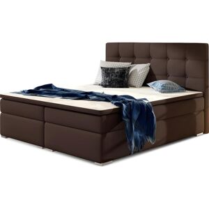 Venesetti Ensemble boxspring complet tête de lit + sommiers + matelas + surmatelas INAYA de VENESETTI - simili cuir chocolat - 180x200 cm