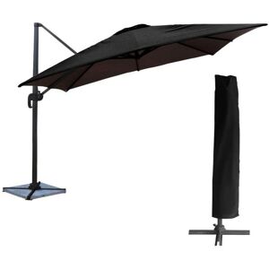 Happy Garden Parasol déporté MOLOKAI carré 3x3m noir + housse - HAPPY GARDEN