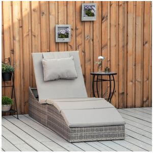 Outsunny Bain de soleil transat pliable grand confort matelas inclus inclinaison réglable multi-positions résine tressée PE polyester gris