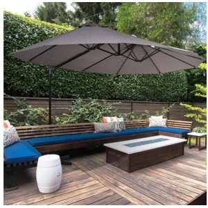 Outsunny Parasol déporté grande taille XXL inclinable dim. 4,4L x 2,7l x 2,5H m piètement en acier inclus polyester gris