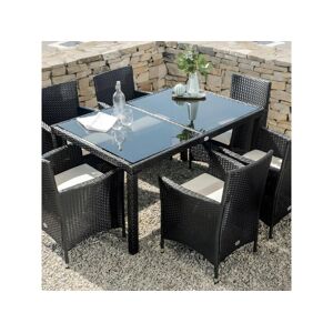 kiefergarden Table de Jardin Washington 6 places Noir Rotin Synthétique Kiefergarden