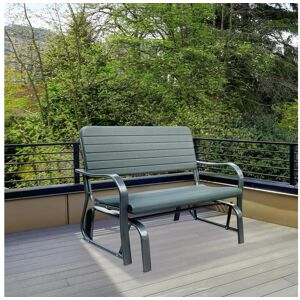 Outsunny Banc à bascule de jardin 2 places - accoudoirs, assise, dossier ergonomique - métal époxy HDPE effet grain bois vert fougère