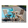 Macabane HARRIS - SALON DE JARDIN EN BOIS TECK 2 personnes : Ensemble de jardin - 1 Table carrée pliante 60 cm et 2 chaises