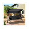 Outsunny Balancelle de jardin 3 places grand confort toit inclinaison réglable coussins plateaux rétractables polyester filé noir