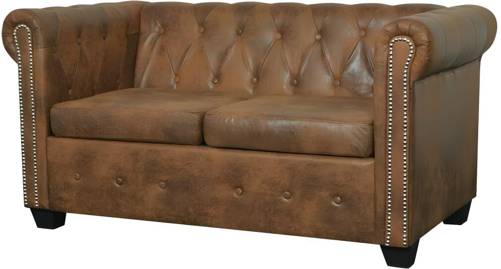 vidaxl Canapé Chesterfield 2 places cuir artificiel marron