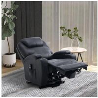 Homcom Fauteuil releveur électrique fauteuil de relaxation inclinable repose-pied relevable grand confort télécommande revêtement synthétique noir