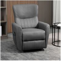 Homcom Fauteuil de relaxation inclinable 8 points de massage repose-pied ajustable microfibre polyester gris