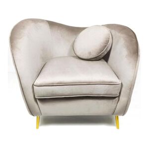 Fauteuil Altess Velours Taupe pieds Métal Or