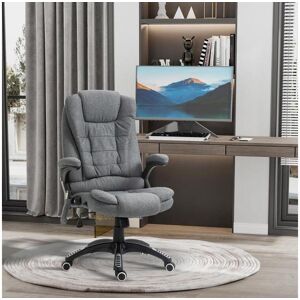 Homcom Fauteuil de bureau direction massant chauffant hauteur réglable dossier inclinable toile de lin gris chiné