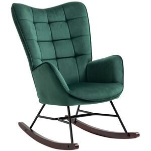 Meubles Cosy Fauteuil à bascule rocking chair fauteuil d'allaitement style scandinave en velours vert