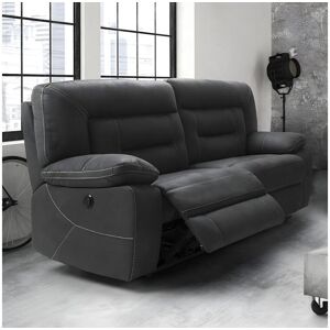 Altobuy ALMERIA - Canape Relax Electrique 3 Places Gris Fonce