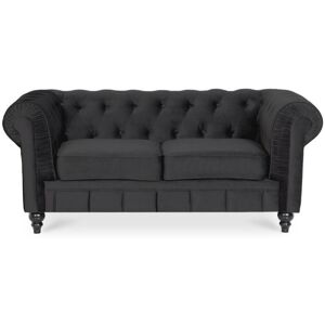 Intense Deco Canape Chesterfield Velours 2 Places Altesse Noir