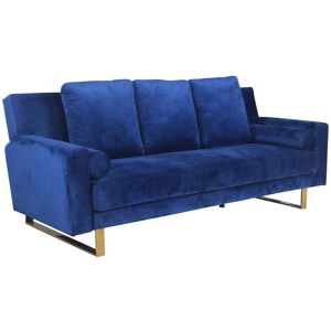 Les Tendances Canape convertible clic-clac Djobi Velours Bleu Pied Or