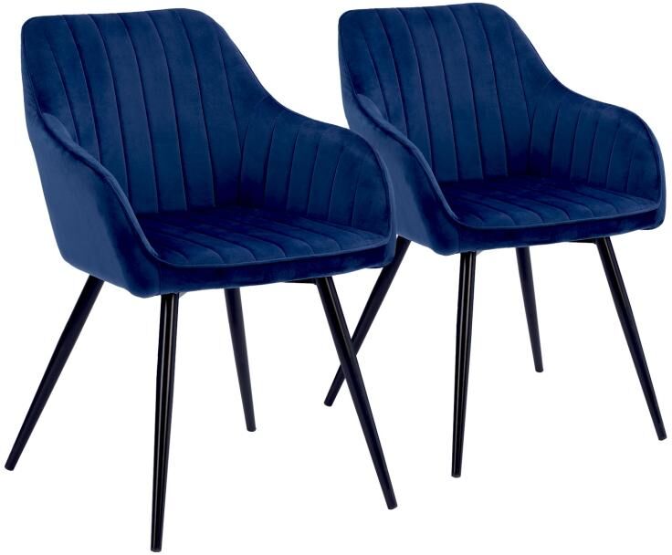 Lot de 2 chaises en velours BERTILLE bleues - HAPPY GARDEN