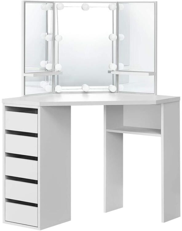 Table de coiffeuse maquillage blanc avec miroir éclairage LED ML-DESIGN