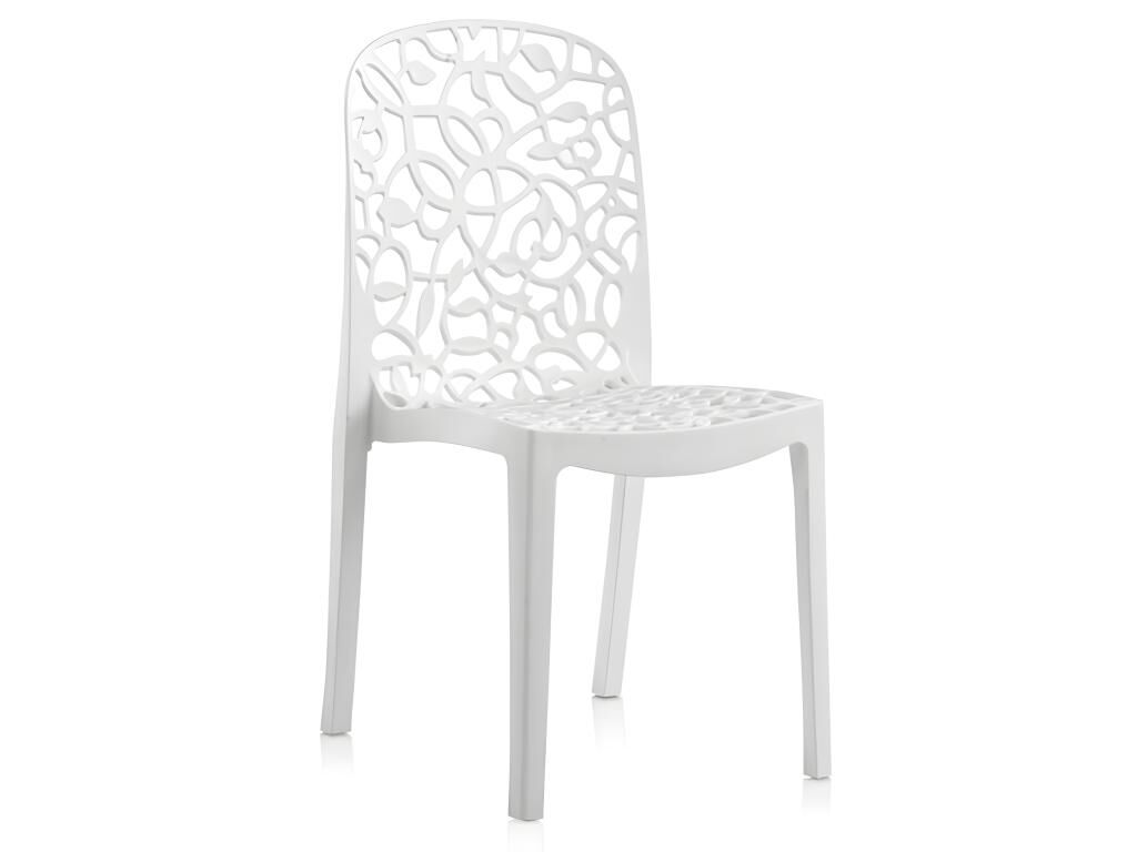 Pegane Lot de 6 chaises de table-salle à manger - cuisine - interieur/exterieur en résine coloris blanc - Longueur 47 x Profondeur 50 x Hauteur 87 cm