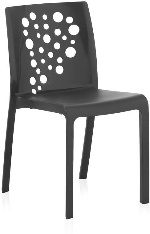 Pegane Lot de 6 chaises de table-salle à manger - cuisine - interieur/exterieur en résine coloris anthracite - Longueur 48 x Profondeur 54 x Hauteur 81 cm