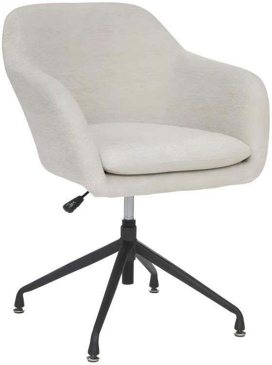 Atmosphera Fauteuil de bureau pivotant tissu Beige Lin et pieds en métal