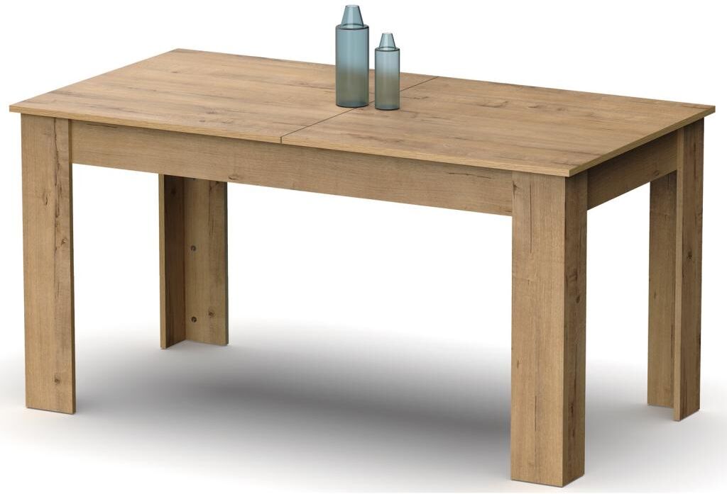 Pegane Table à manger extensible en aggloméré et mélamine coloris chêne doré - Longueur 140-195 x Profondeur 80 x Hauteur 77 cm