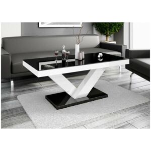 Carellia Table basse design laquée120 x 60 x 49 cm - Noir / Blanc