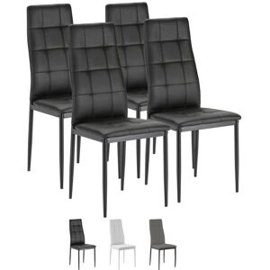 VS Venta-stock Set de 4 chaises Salon Chelsea tapissées Noir, 42 cm x 51 cm x 97 cm