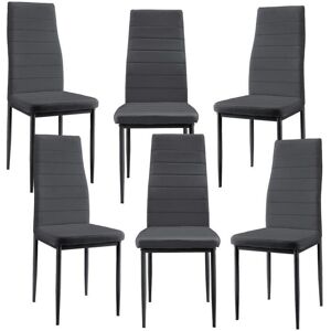 [en.casa] Kit de 6 x Chaises de Salle à Manger Simili 96 x 43 x 52 cm Gris Foncé [en.casa]