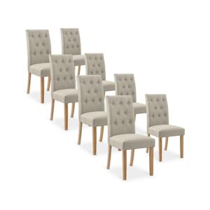 Intense Déco Lot de 8 chaises capitonnées Gaya tissu beige