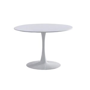 Pegane Table à manger ronde coloris blanc - Diamètre 110 x Hauteur 75 cm