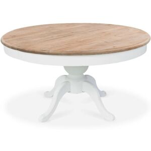 Intense Déco Table ronde extensible en bois massif SIDONIE blanc