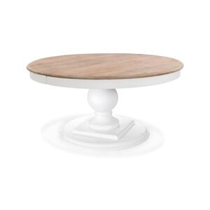 Intense Déco Table ronde extensible en bois massif Héloïse Bois naturel et pied blanc