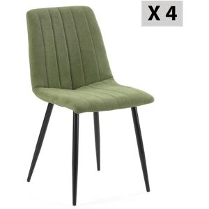 VS Venta-stock Pack 4 chaises Sagi recouvertes de tissu vert