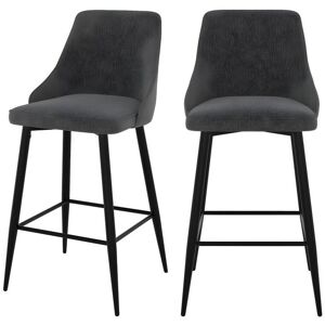 Rendez-Vous Déco Chaise de bar Pipo en tissu gris foncé 66,5 cm (lot de 2)