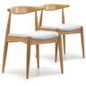 VS Venta-stock Pack 2 chaises Corzo, Couleur Chêne, Bois Massif, 52,5 cm x 50 cm x 74.5 cm