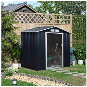 Outsunny Abri de jardin - remise pour outils - cabanon porte verrouillable - dim. 213L x 130l x 185H cm - tôle d'acier gris