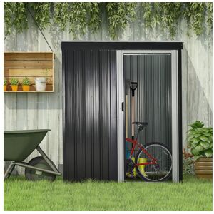 Outsunny Abri de jardin - remise pour outils - cabanon porte coulissante - dim. 163L x 89l x 182H cm - tôle d'acier noir blanc