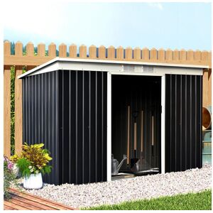 Outsunny Abri de jardin - remise pour outils - cabanon portes verrouillables - dim. 2,8L x 1,3l x 1,72H m - tôle d'acier gris noir