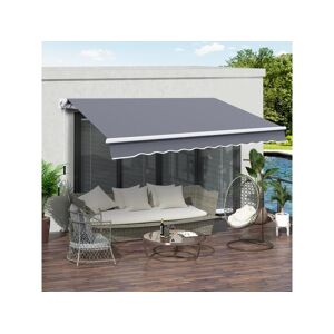 Homcom Auvent manuel de jardin terrasse store aluminium retractable 4L x 3l m gris